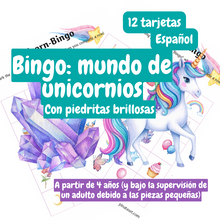 Cargar imagen en el visor de la galería, Einhorn-Bingo mit Spielsteine (Versand per Post ) 5x5 Felder