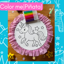 Cargar imagen en el visor de la galería, Ausmal-Piñata mit Filzstiften & Süßigkeitenfach