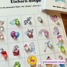 Cargar imagen en el visor de la galería, Einhorn-Bingo mit Spielsteine (Versand per Post ) 5x5 Felder
