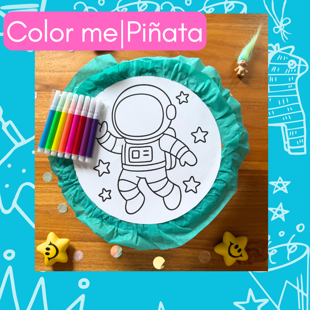 Ausmal-Piñata mit Filzstiften & Süßigkeitenfach