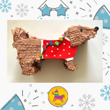 Load image into Gallery viewer, Dackelhund Piñata Weihnachtsmotiv
