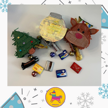 Cargar imagen en el visor de la galería, Piñata-set (mit 3 mini Pinatas, Gefüllte) Weihnachtsschmuck
