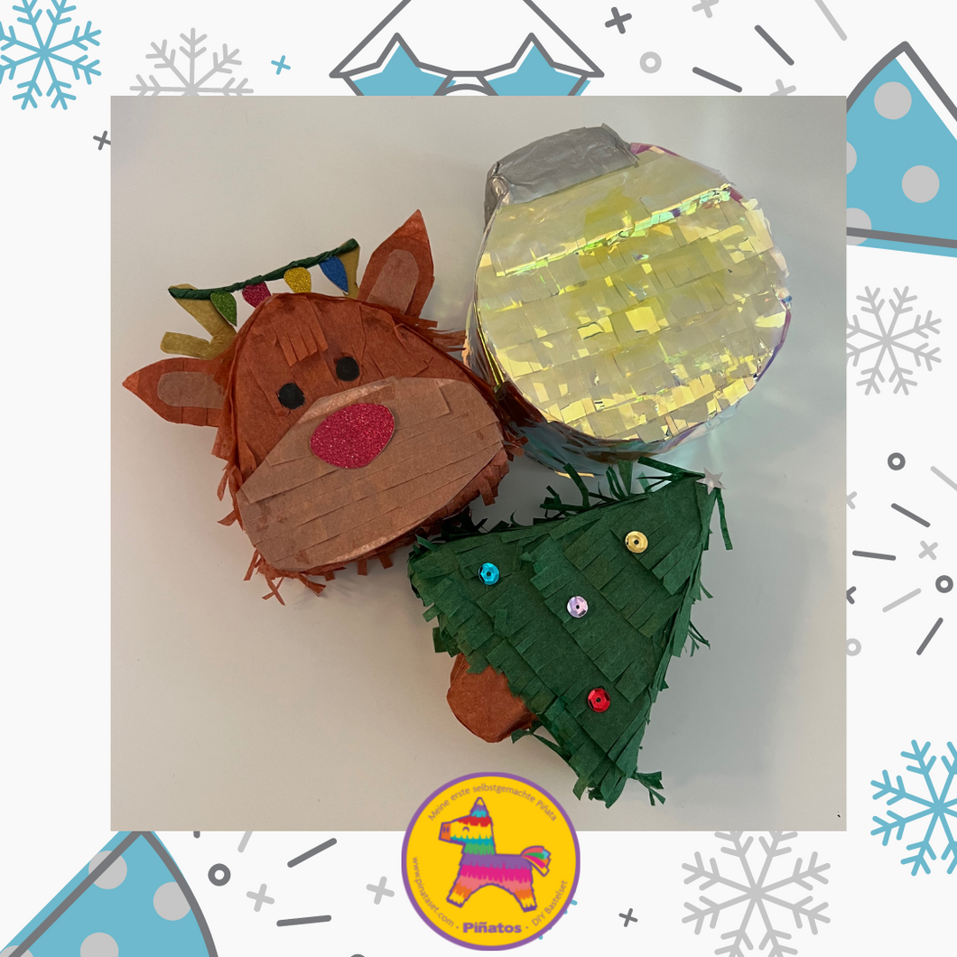 Piñata-set (mit 3 mini Pinatas, Gefüllte) Weihnachtsschmuck